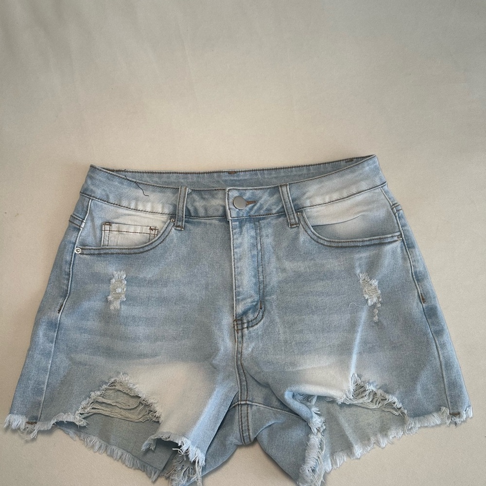 Blue Distressed Denim Shorts